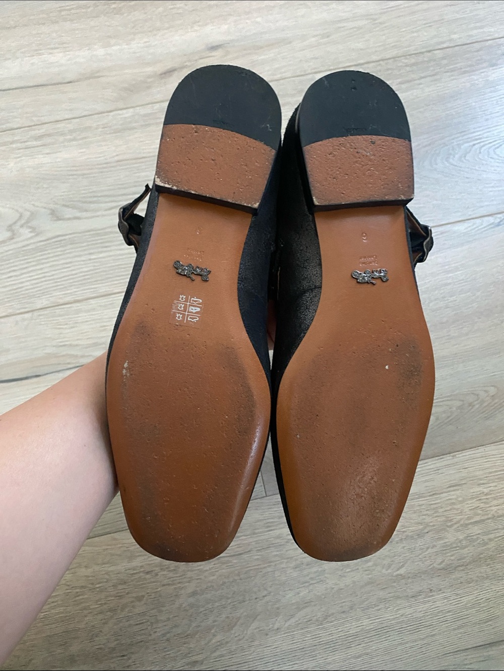 Coach Black Suede Mary Jane Flats with Embellished Strap - Picture 11 of 11